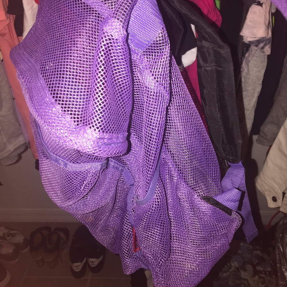 purple mesh backpack